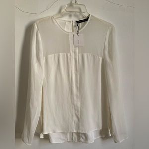 Zara semi see-through satin long sleeve white shirt